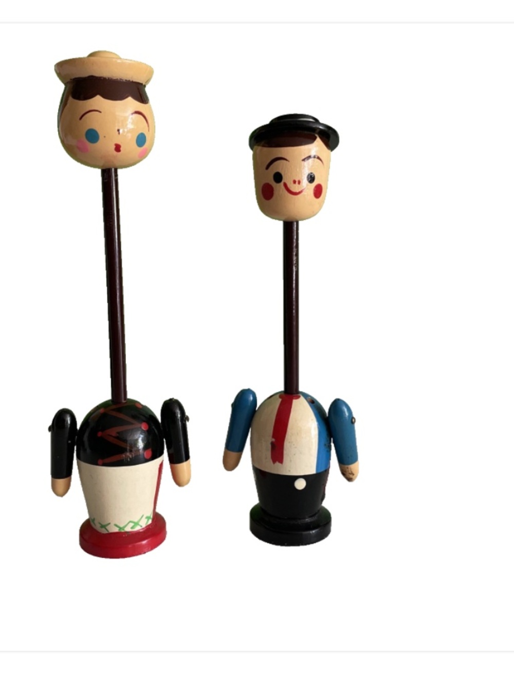 Vintage Wooden MAN & WOMEN SET Pencil With Sharpener toy RARE - MADE IN JAPAN B